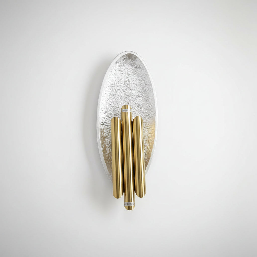 DESIGNER OVAL BACKLIT WALL LIGHT WITH GOLDEN TUBES